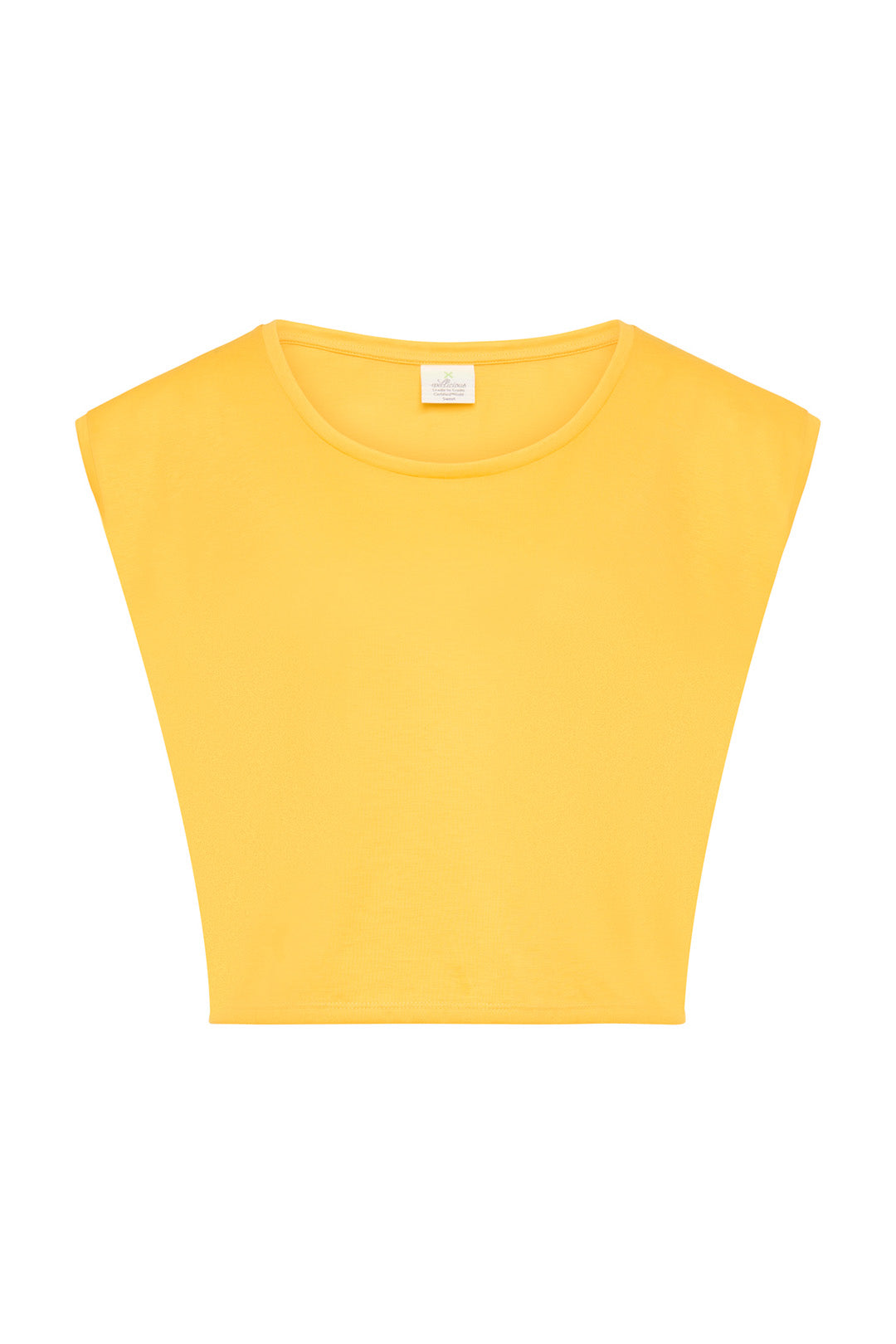 Premium GOTS certified organic cotton Pilates & Yoga cropped top in Sunshine Yellow -  For circular economy and mindful movement