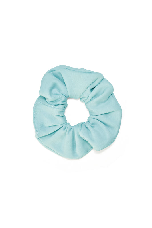 Seashell green zero waste scrunchie made from biodegradable, Cradle to Cradle Certified® fabric by Wellicious – a sustainable, zero-waste hair accessory for eco-conscious living.