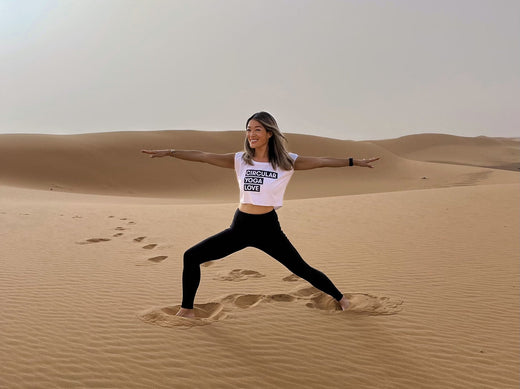 Sarah wearing wellicious circular shirts