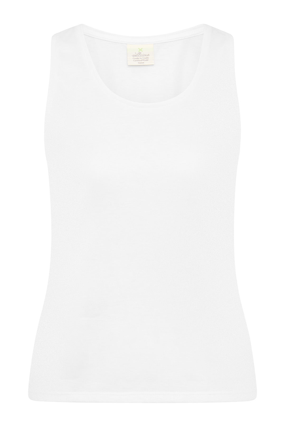Circular Sustainable activewear -  soft organic cotton top in Diamond. White for yoga, Pilates and Gym